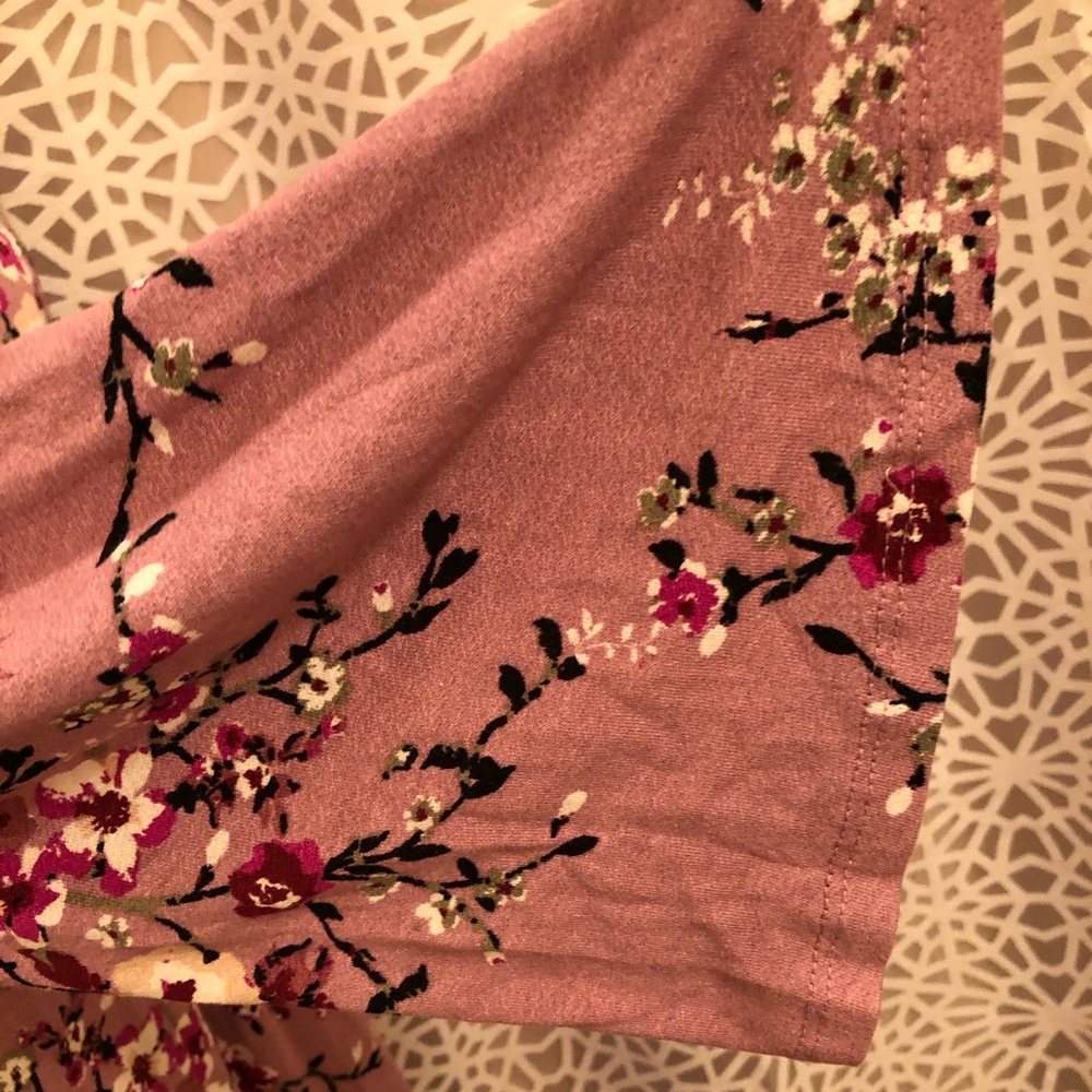 Pink Rose Floral Bell Sleeve Long Sleeve Dress - Picture 5 of 8